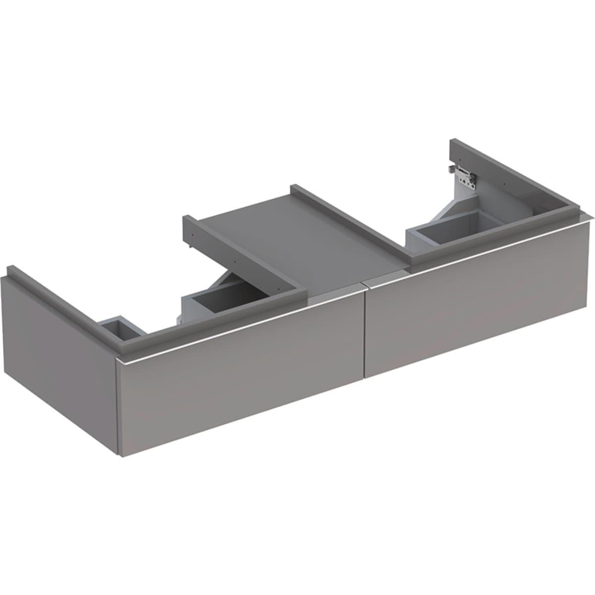 Meuble bas Geberit / Keramag iCon avec deux lavabos Geberit iCon 50 cm avec deux tiroirs et espace de rangement en platine laqué ultra-brillant - vue 3
