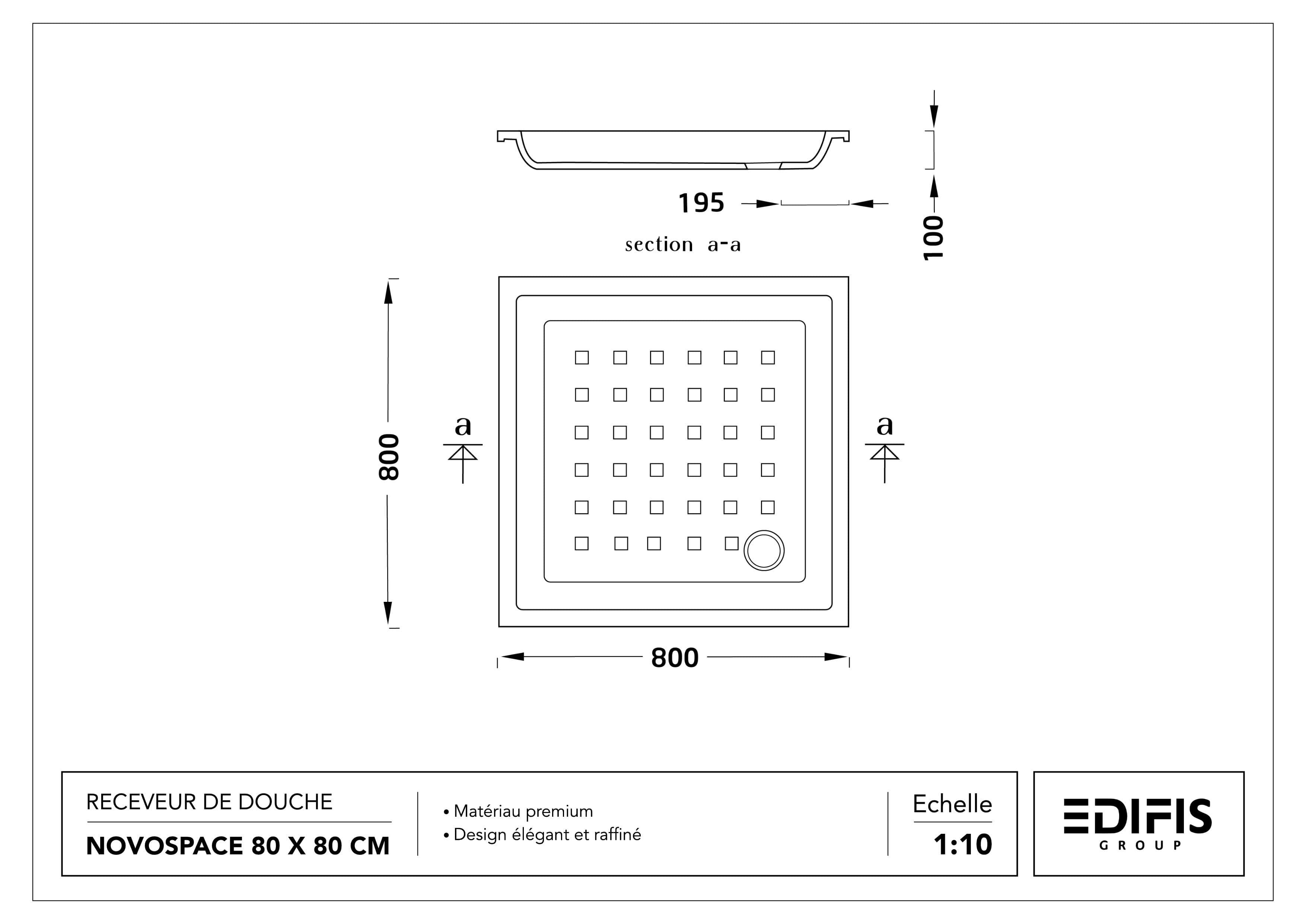 Receveur Novospace 80 x 80 cm sans vidage - vue 5