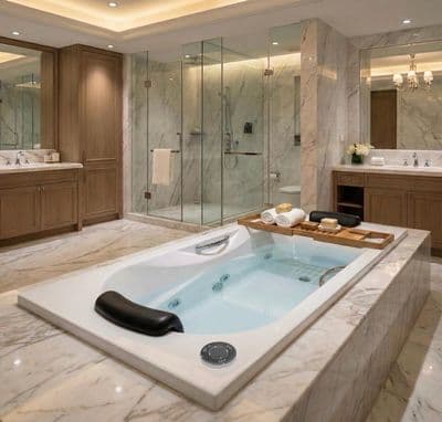 Baignoire Relax hydromassage simple 170 x 75 cm avec accoudoirs intégrés et zone douche anti-dérapante