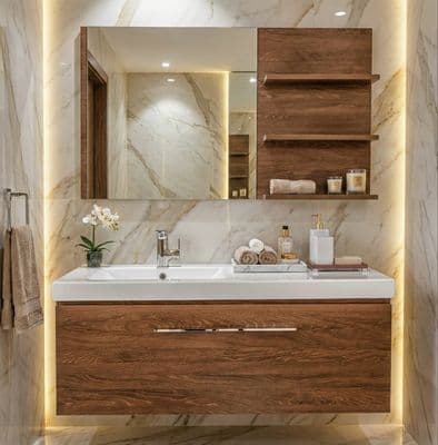 Meuble de salle de bains Spazio 120 cm décentré à un tiroir (sans vasque)
