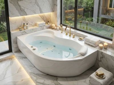 Baignoire Oasis gauche hydromassage mixte 160 x 100 cm