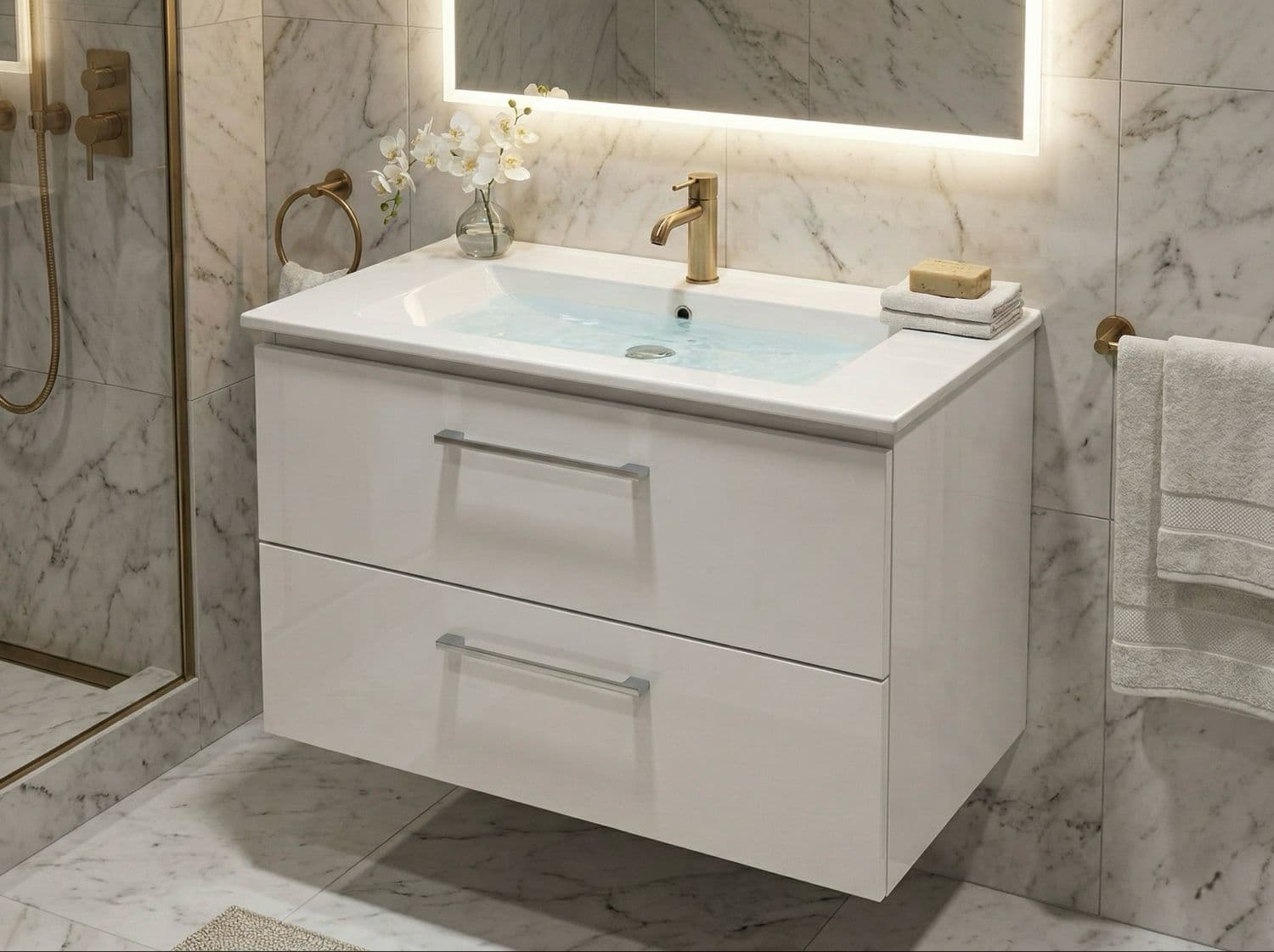 Meuble de salle de bains Comete 72 cm à deux tiroirs (sans vasque)