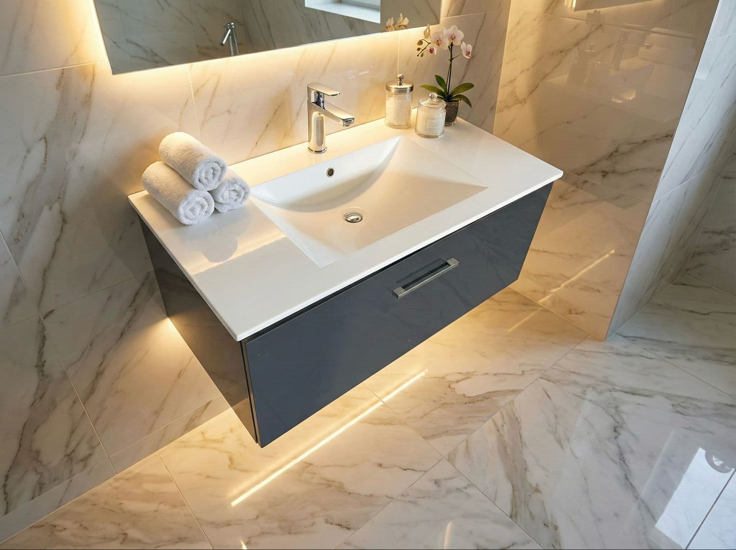 Meuble de salle de bains Comete 96 cm à un tiroir (sans vasque)