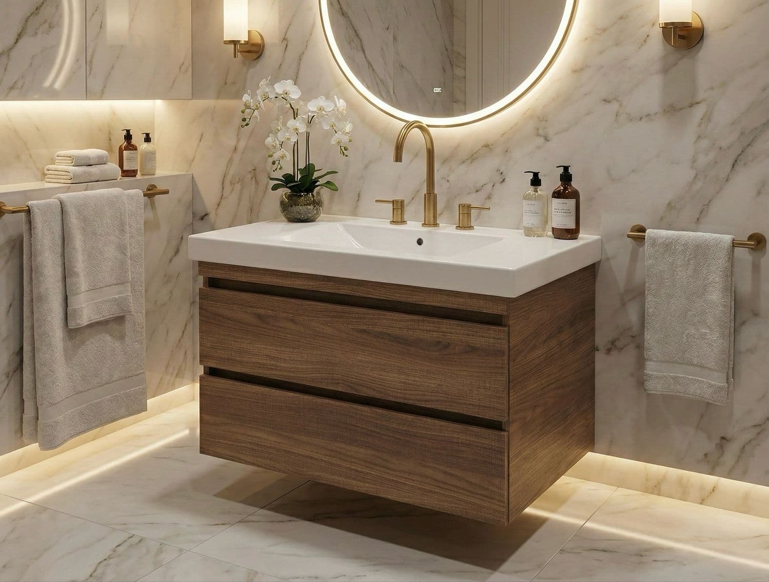 Meuble de salle de bains Spazio 80 cm à deux tiroirs (sans vasque)