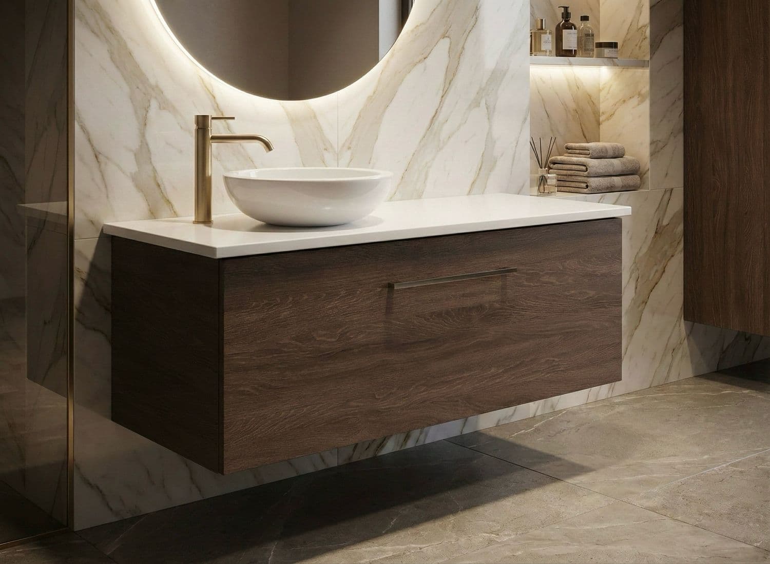 Meuble de salle de bains Stone 120 cm à un tiroir (sans vasque)