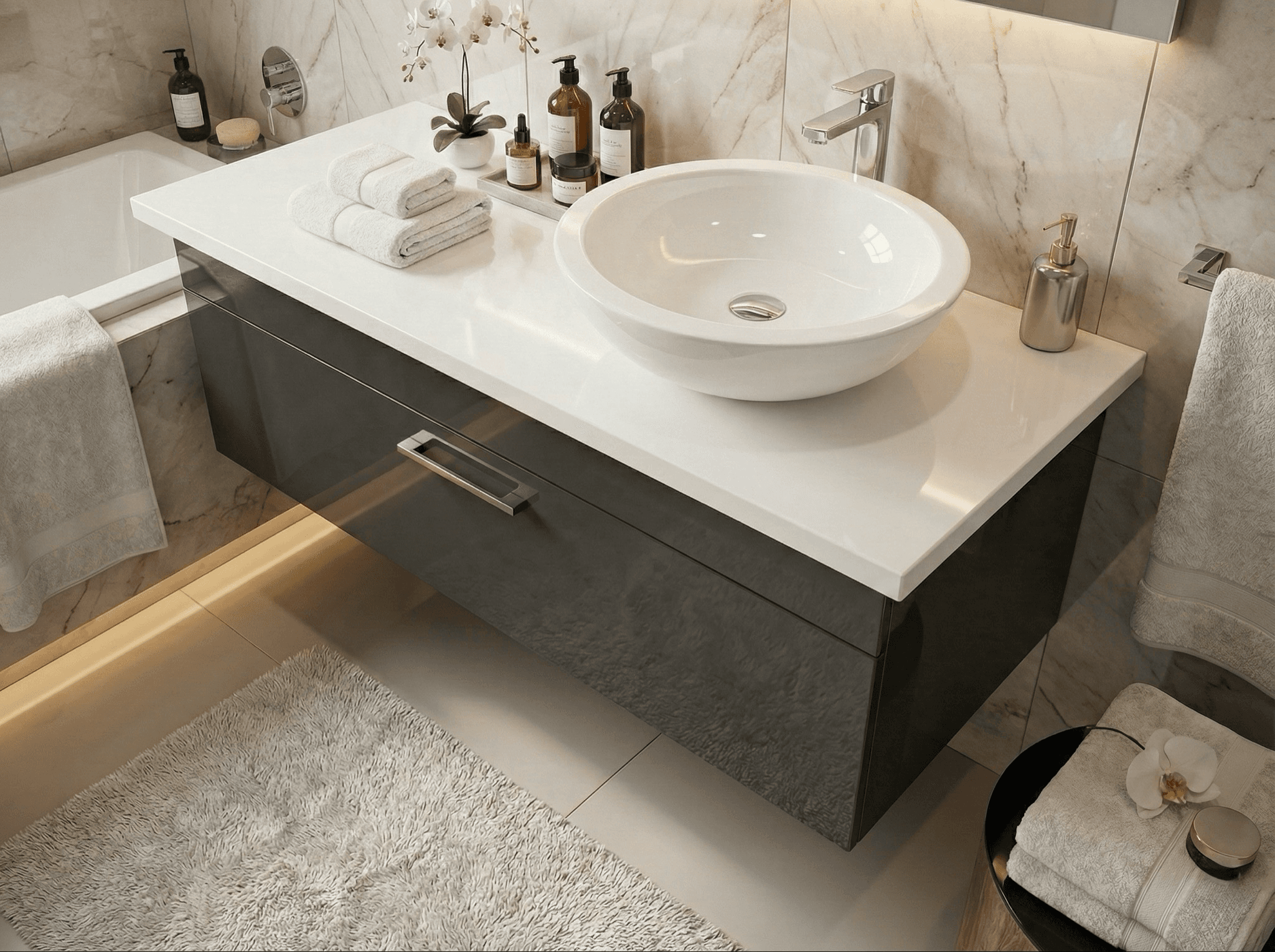 Meuble de salle de bains Stone 120 cm à un tiroir (sans vasque) - vue 6