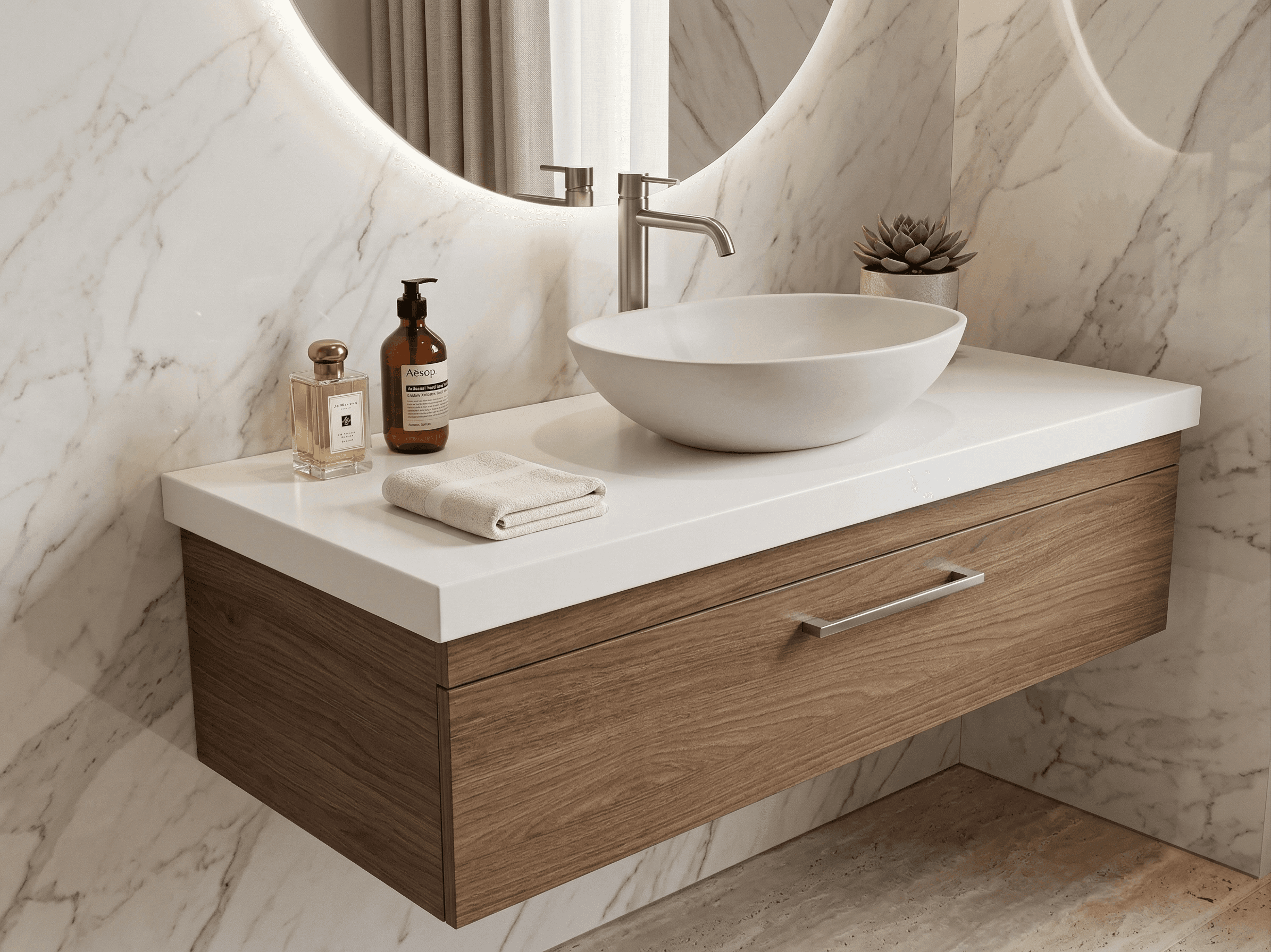 Meuble de salle de bains Stone 120 cm à un tiroir (sans vasque) - vue 4