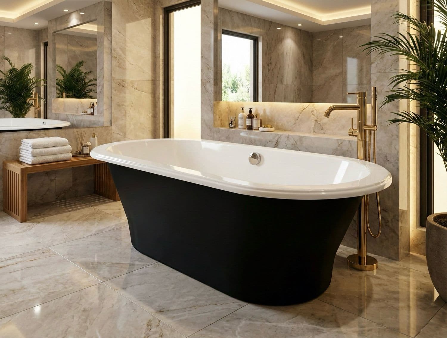 Baignoire Dolce bicolore blanc et noir 177 x 82 cm