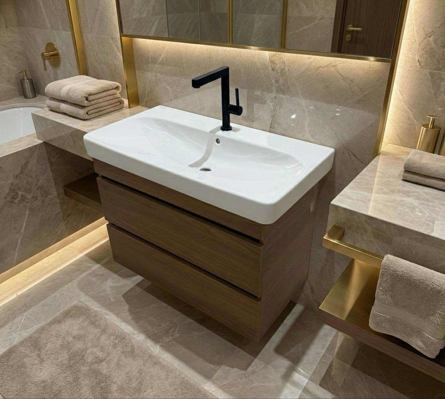 Meuble de salle de bains à deux tiroirs pour lavabo Geberit Smyle 90 cm (sans vasque)