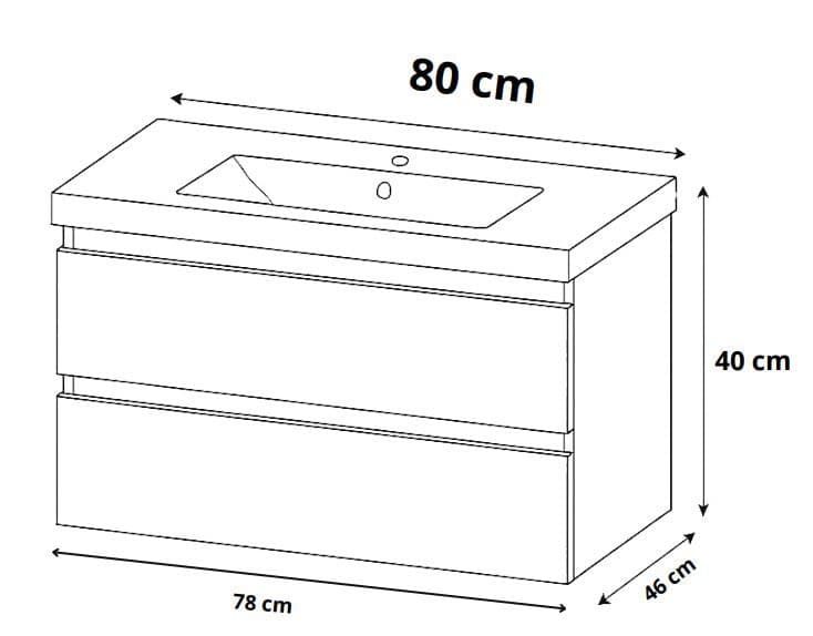 Meuble de salle de bains à deux tiroirs pour lavabo Geberit Selnova Square 80 cm (sans vasque) - vue 9