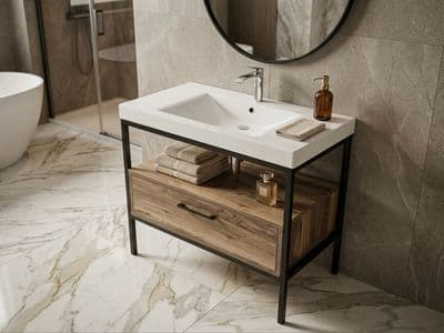 Meuble de salle de bains sur pieds Wave à un tiroir (sans vasque et sans socle)