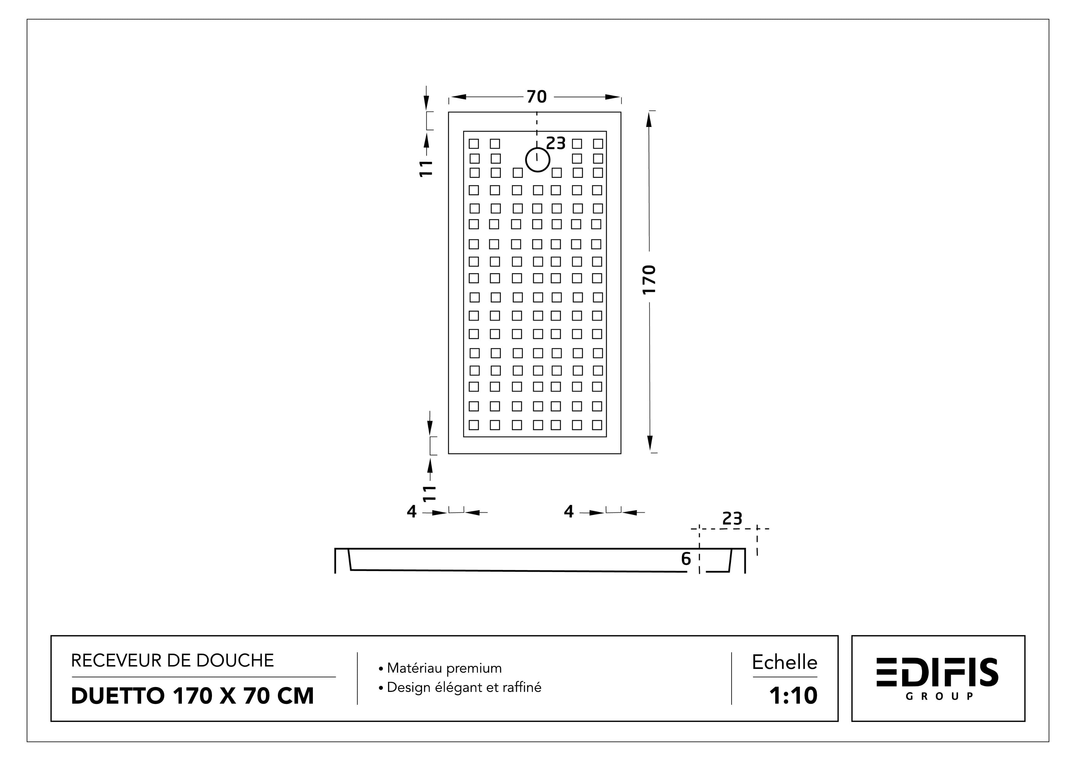 Receveur Duetto 170 x 70 cm sans vidage - vue 4