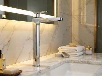 Mitigeur de lavabo rehaussé Deante Maruna 250 sans bonde  en chromé