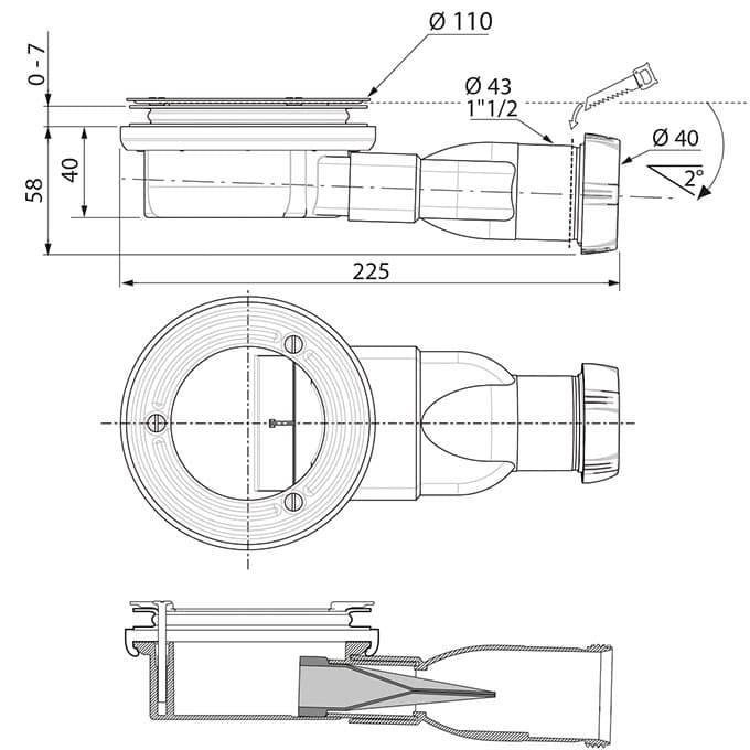 Bonde de douche Wirquin extra-plate Slim+ pour receveur de douche sans dôme - débit d'évacuation 33 L/min - vue 10