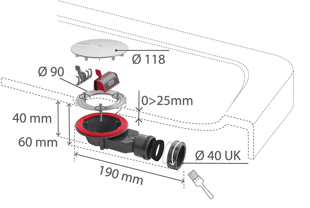 Bonde de douche Wirquin extra-plate Slim+ pour receveur de douche sans dôme - débit d'évacuation 33 L/min - vue 6