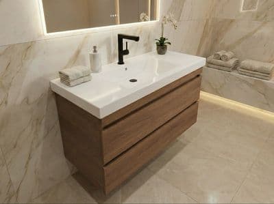 Meuble de salle de bains Spazio 90 cm à deux tiroirs (sans vasque)