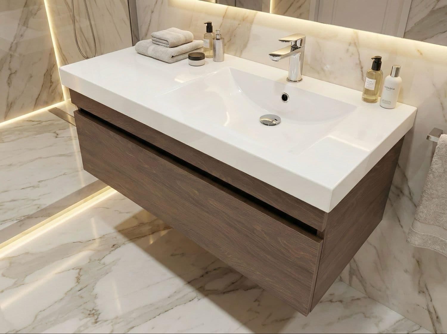 Meuble de salle de bains Spazio 100 cm à un tiroir (sans vasque)