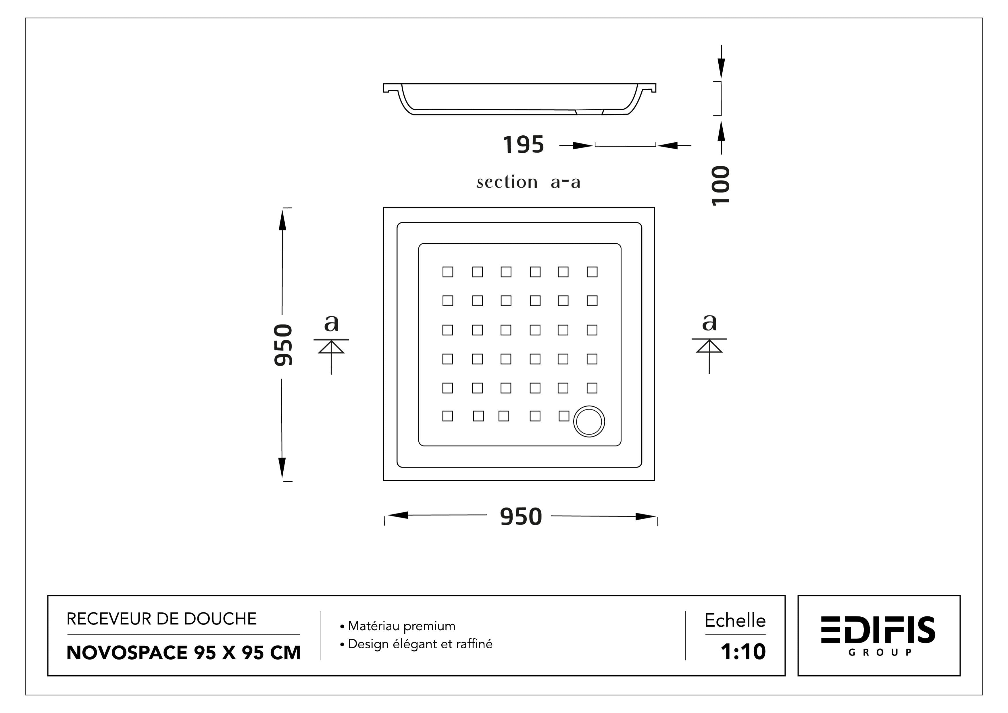 Receveur Novospace 95 x 95 cm sans vidage - vue 6