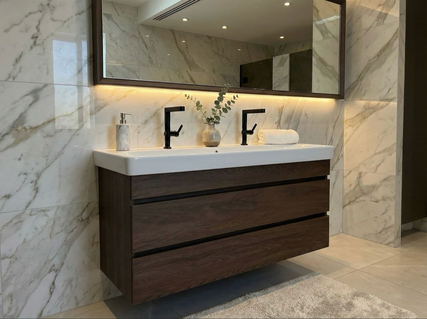 Meuble de salle de bains à deux tiroirs pour lavabo Geberit Smyle 120 cm (sans vasque)