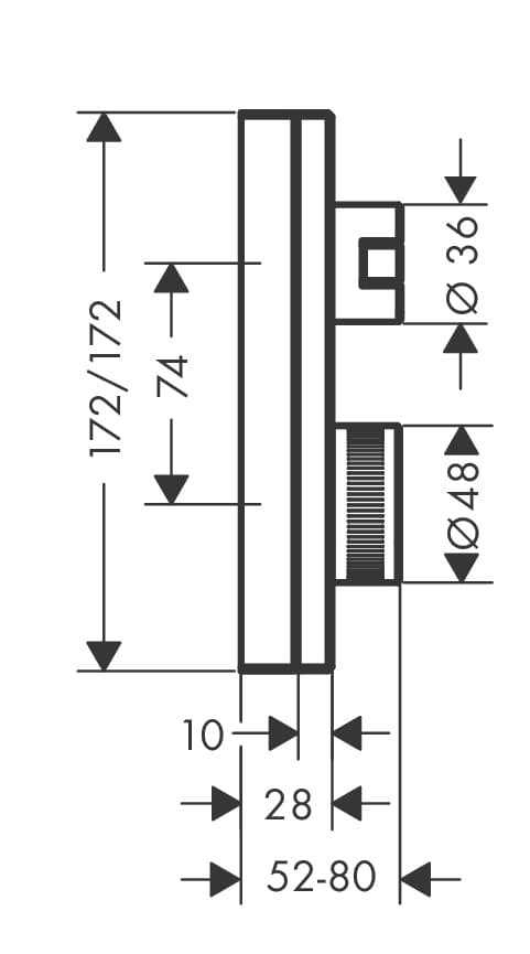 Set de finition pour mitigeur thermostatique encastré AXOR Edge coupe diamant en noir chromé poli - vue 3