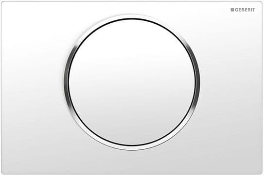 Plaque de déclenchement Geberit Sigma10 / Blanc - anneau design : chromé brillant