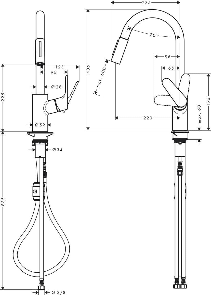 Mitigeur de cuisine Hansgrohe Focus M41 avec douchette extractible - vue 7