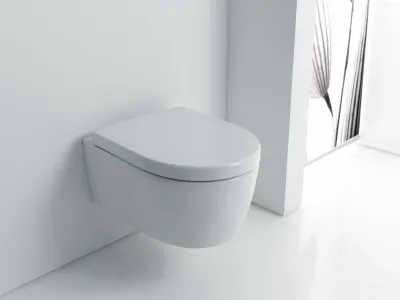 Cuvette suspendue Geberit iCon ronde carénée Rimfree avec fixations cachées (sans abattant)